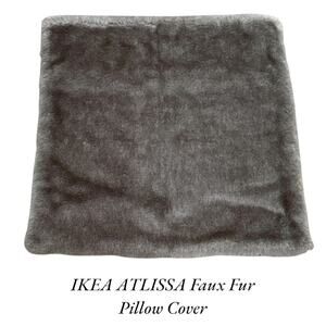 IKEA ATLISSA Brown Gray Faux Fur Pillow Cover 20" x 20"